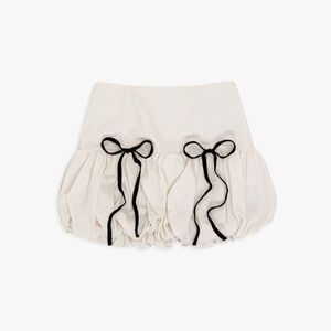 LISA SAYS GAH Scarlett Vanilla Black Velvet Bows High Waisted Bubble Mini Skirt